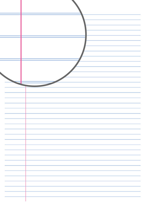 Papel de nota de doble línea y margen