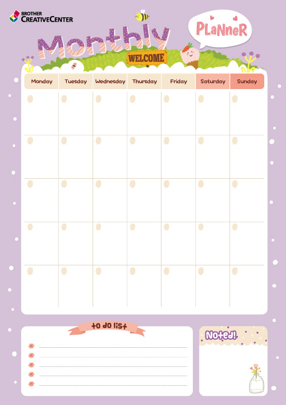 Purple Monthly Planner
