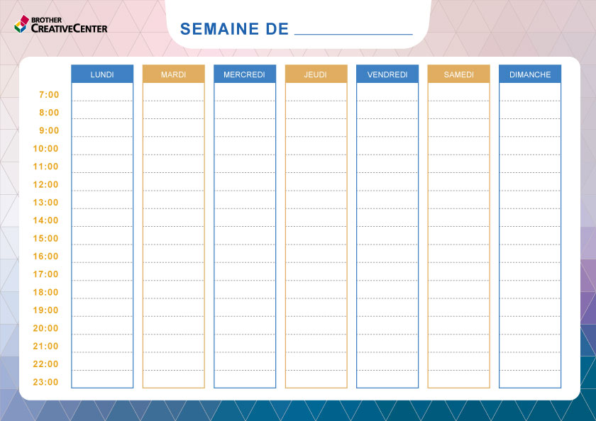 Planning hebdomadaire - Géométrique