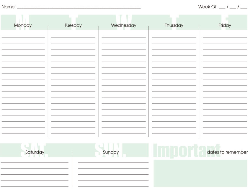 Free Printable Weekly Planner Creative Center