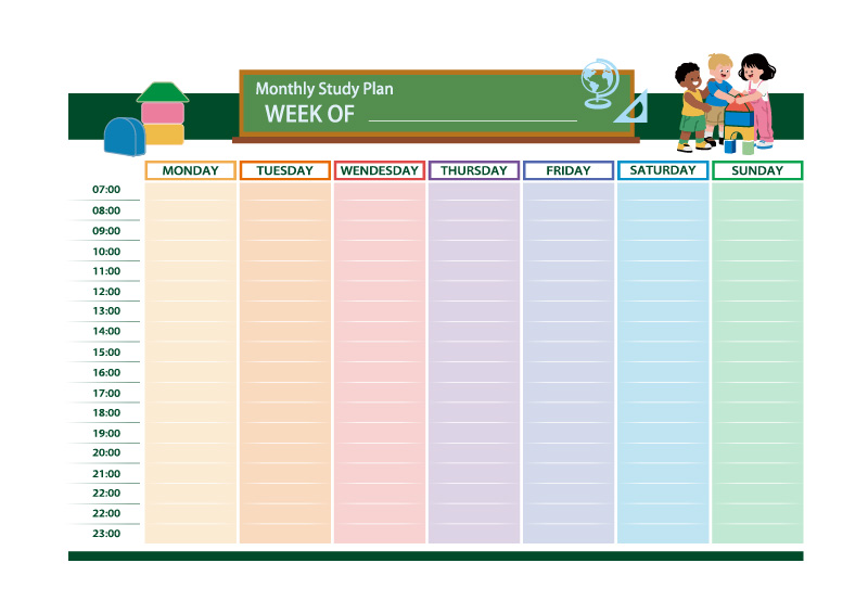可打印的免费学习活动模板 - 每周计划表 | Brother Creative Center