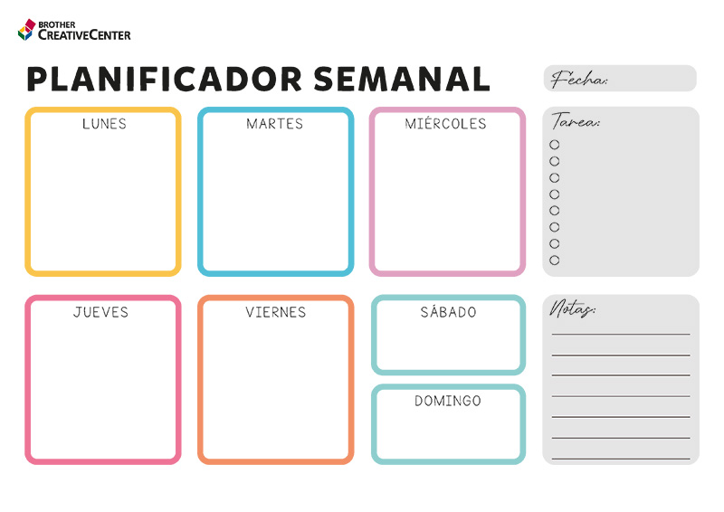 Actividades de aprendizaje imprimibles gratis - Resumen semanal | Brother Creative Center