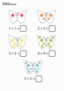 Actividades de aprendizaje imprimibles gratis - Hoja de sumar – Mariposa | Brother Creative Center