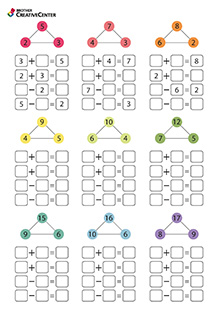 Printable Learning Activity for Free - Fact Families Worksheet | Brother Creative Center
