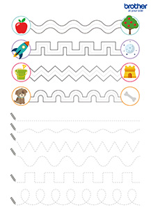 Actividades de aprendizaje imprimibles gratis - Trazos para aprender | Brother Creative Center
