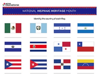 Free Printable Educational Activity - Identify the Hispanic Flags Worksheet | Brother Creative Center