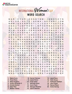Free Printable Educational Activity - International Women's Day Word Search | Brother Creative Center