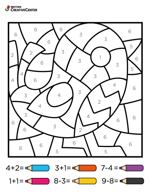 Actividad de aprendizaje imprimible gratis - Acuarela por número con matemáticas - Pájaro | Brother Creative Center