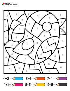 Actividad de aprendizaje imprimible gratis - Acuarela por número con matemáticas - Pájaro | Brother Creative Center