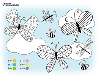 Attività didattiche gratuiti da stampare - Colorare con i numeri - Farfalle | Brother Creative Center