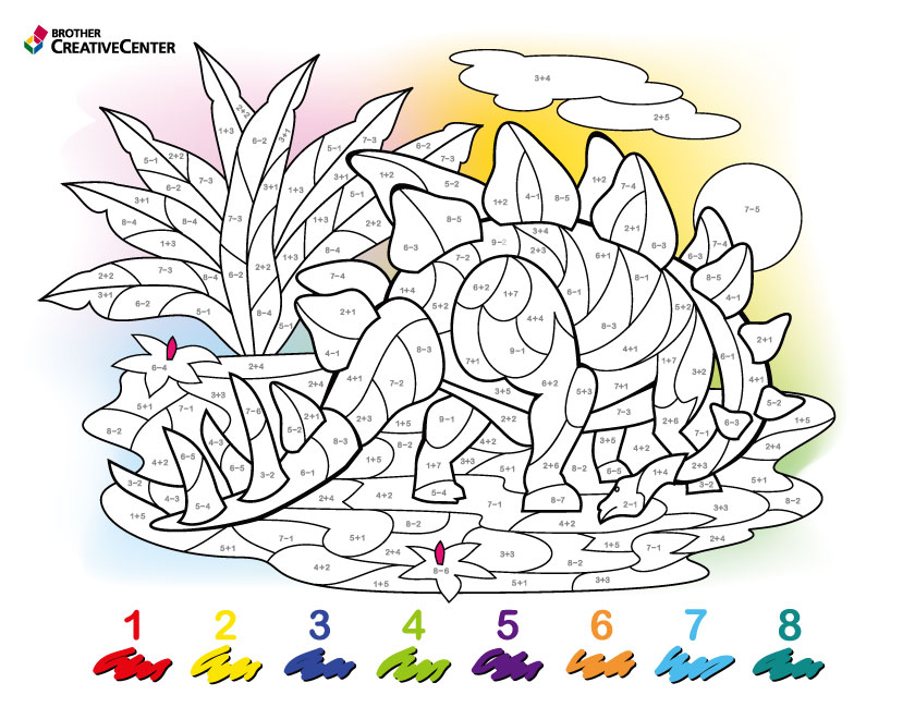 Math Coloring by Number - Dinosaur