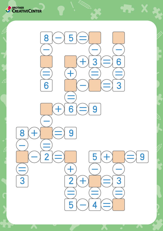 Free Printable Educational Activity - Math crossword puzzle | Brother Creative Center