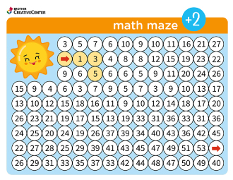 Free Printable Educational Activity  - Math Maze – Add 2 | Brother Creative Center