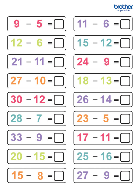 Ejercicios de Sustracciones Matemáticas 7 11