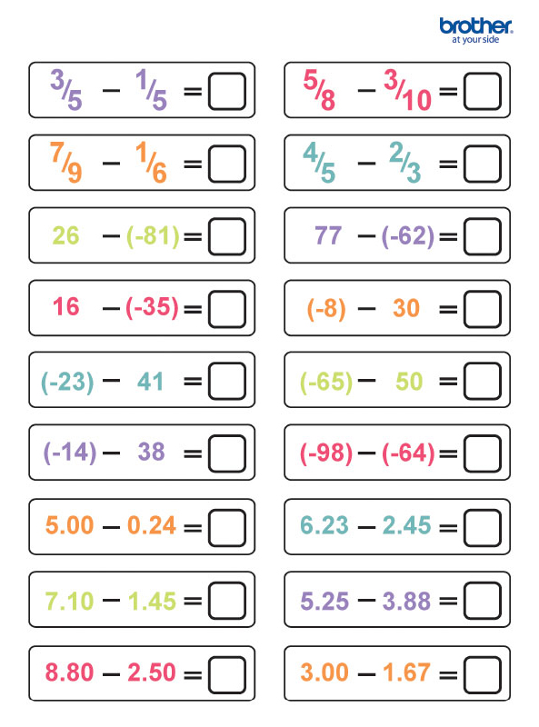 Maths 14 à 16 ans soustractions