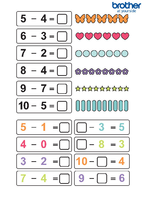 Mathe unter 6 Subtrahieren