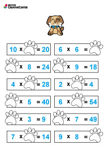 Free Printable Educational Activity - Multiplication Worksheet - Puppy | Brother Creative Center