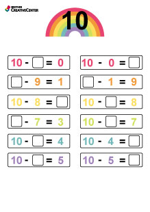 Free Printable Educational Activity - Number bonds to 10 - subtraction | Brother Creative Center