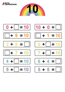 Attività didattica stampabile gratuitamente - Legami di numeri per 10 - Addizioni | Brother Creative Center