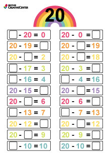 Free Printable Educational Activity - Number bonds to 20 - subtraction | Brother Creative Center