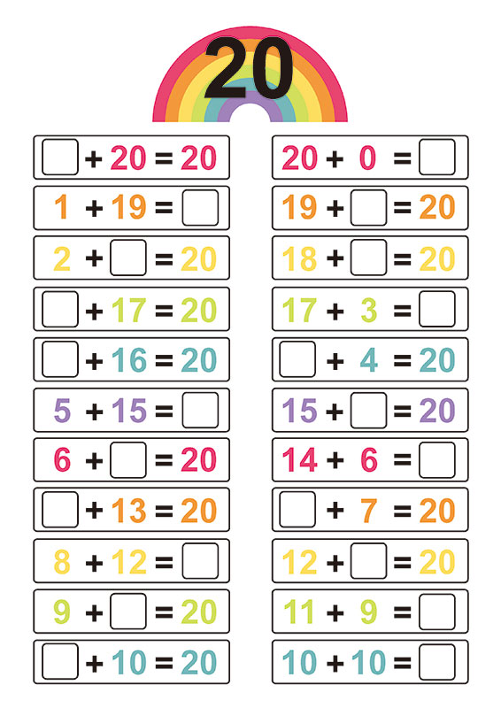 Attività didattica stampabile gratuitamente - Legami di numeri per 20 - Addizioni | Brother Creative Center