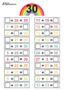 Attività didattiche gratuiti da stampare - Number Bonds 30 Addizione | Brother Creative Center