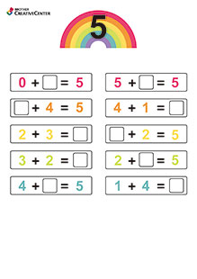 Printable Learning Activity for Free - Number Bonds to 5 - Addition | Brother Creative Center