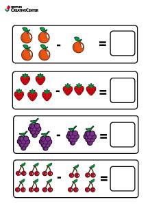 Free Printable Educational Activity - Subtraction Worksheet - Fruit | Brother Creative Center