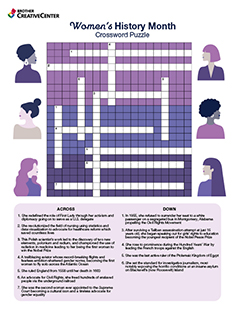 Free Printable Educational Activity - Women’s History Month Crossword Puzzle | Brother Creative Center