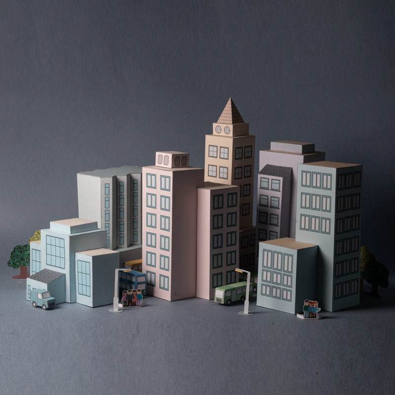 Free Printable Paper Craft Template - City with Skyscrapers | Brother Creative Center