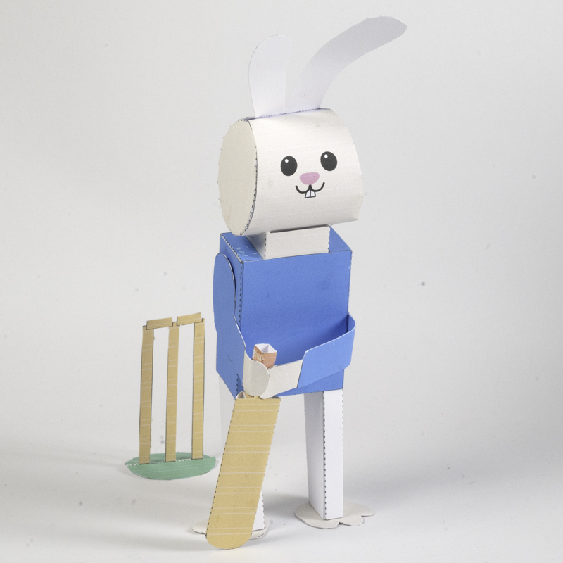 Arte della carta e origami gratuiti da stampare - Coniglietto gioca a cricket | Brother Creative Center