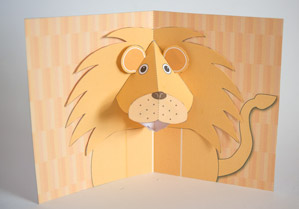 Cartão com leão tridimensional