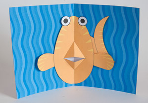 Cartão com peixe tridimensional