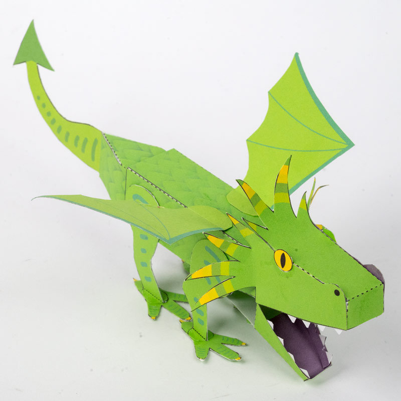 Printable Paper Craft for Free - Green Dragon | Brother Creative Center