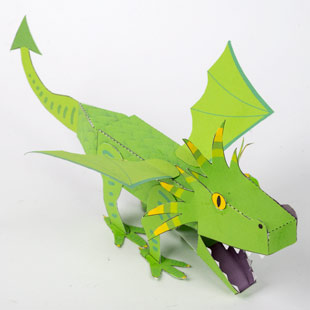 Printable Paper Craft for Free - Green Dragon | Brother Creative Center