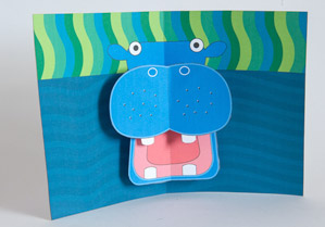 Cartão com hipopótamo tridimensional