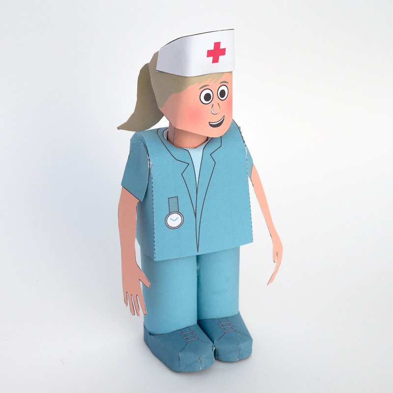 Papercraft recortable de una enfermera / nurse. Manualidades a Raudales.