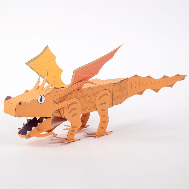 Printable Paper Craft for Free - Orange Dragon | Brother Creative Center