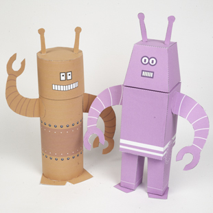 Arte della carta e origami gratuiti da stampare - Coppia di robot | Brother Creative Center