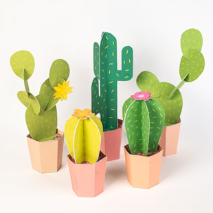 Printable Paper Craft for Free - Terrarium Plants - Cactus | Brother Creative Center