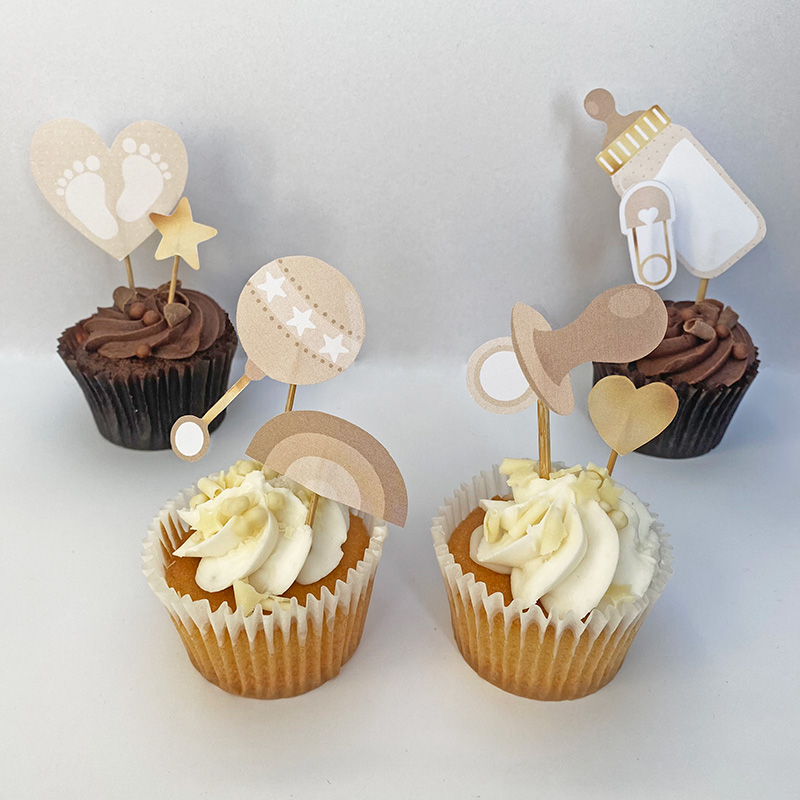 Gratis afdrukbare feestversiering - Babyshower - Cupcake toppings | Brother Creative Center
