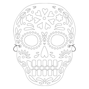 Free Printable DIY Party Decoration - DIY Sugar Skull Mask Coloring | Brother Creative Center
