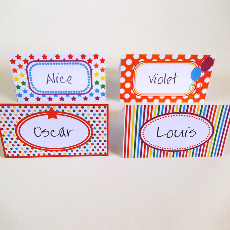 Tarjetas con Nombre, Multicolor