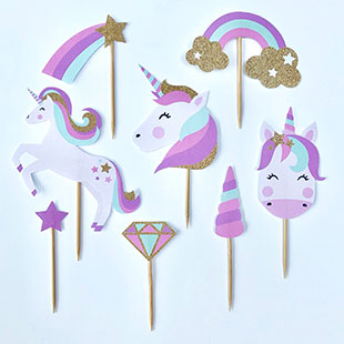 Accesorios para decorar cupcakes de unicornio
