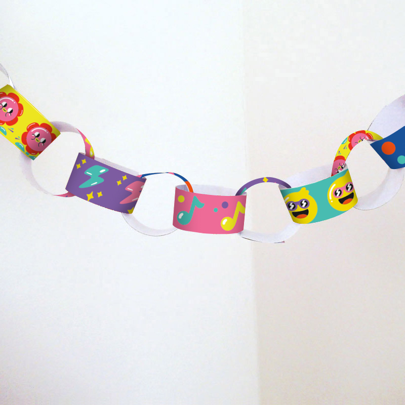 Free Printable DIY Party Decoration - Cartoon birthday party paper chain | Brother Creative Center