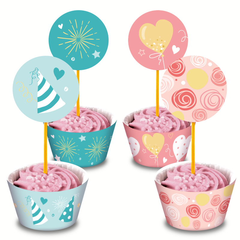 Free Printable DIY Party Decoration - Charming birthday party cupcake topper and wrapper | Brother Creative Center