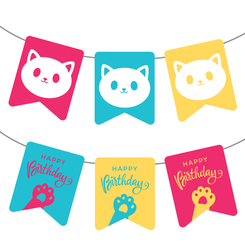 Printable Party Decoration for Free - Purr-fect birthday bunting | Brother Creative Center