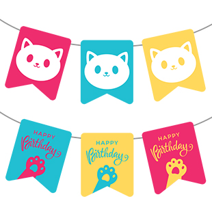 Printable Party Decoration for Free - Purr-fect birthday bunting | Brother Creative Center