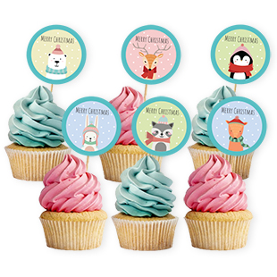 Christmas Animals Cupcake Toppers