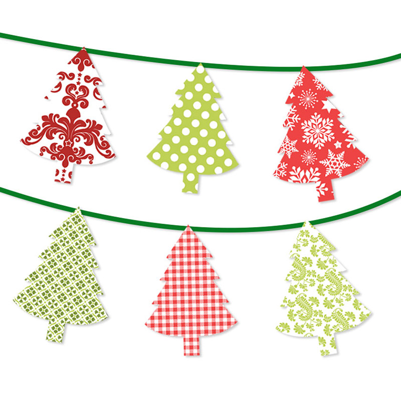 Free Printable Christmas Tree Bunting Template